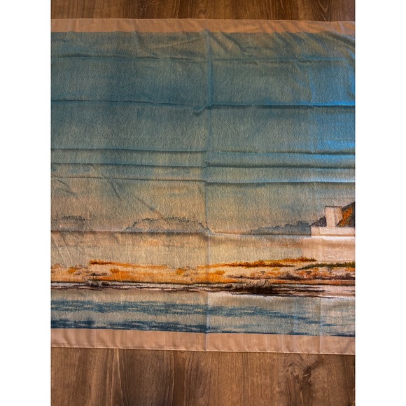 Doue by MFPA Coastal Landscape Scarf Watercolor Beach House Sarong 75x41 - Picture 4 of 9